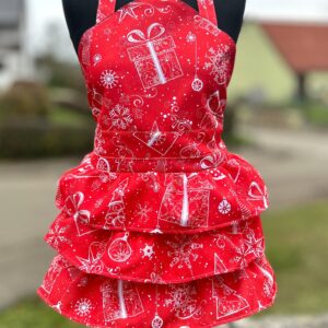 Fartuszek "Christmas Time" z falbanami upinanymi ręcznie