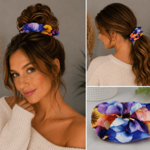 Scrunchie (gumka do włosów) „Bratki”