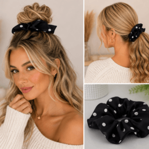 Scrunchie (gumka do włosów) „Klasyczne Grochy”